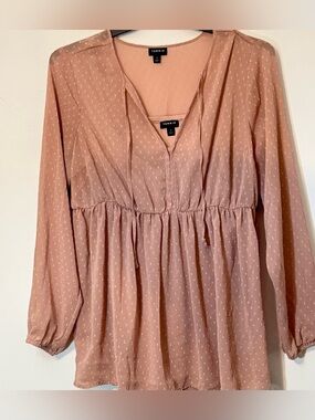Torrid Dusty Rose Swiss Dot Chiffon Babydoll Blouse Size 1 1X